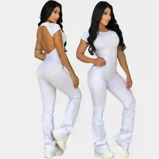 Enterizo Push Up Bota Campana Blanco