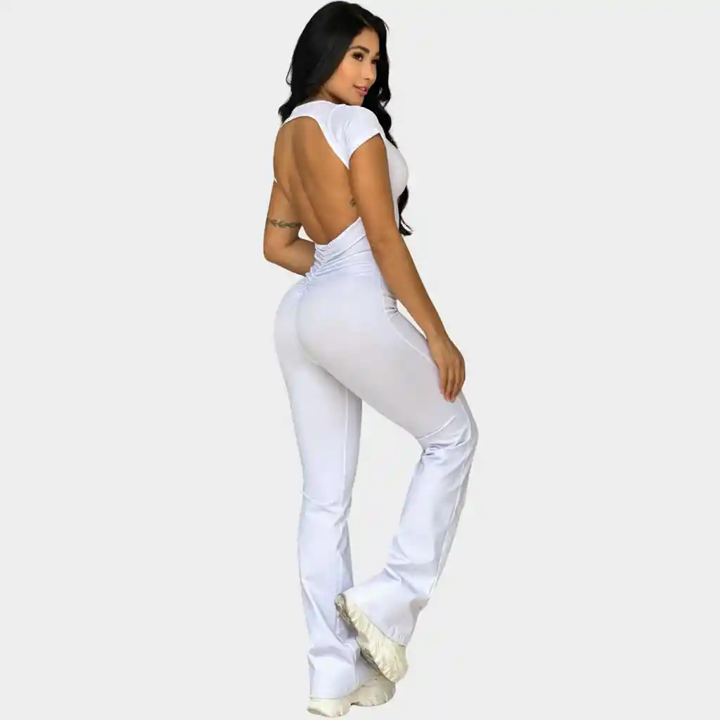 Enterizo Push Up Bota Campana Blanco