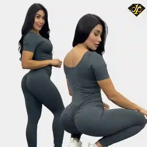 Enterizo Cuadrado Push Up Gris Oscuro
