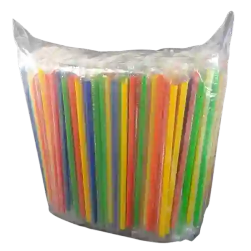 Pitillo Malteada Jumbo Con Punta 10mm Colores Forrados X 250und