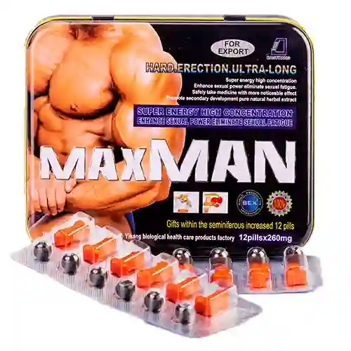 Max Man: Potenciador Y Retardante Masculino Natural X6 Cápsulas