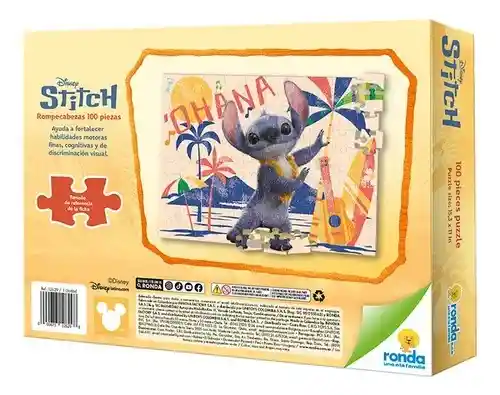 Juego De Mesa Para Niños - Niñas Stitch Rompecabezas X100 Piezas 39cm X 28cm Ronda