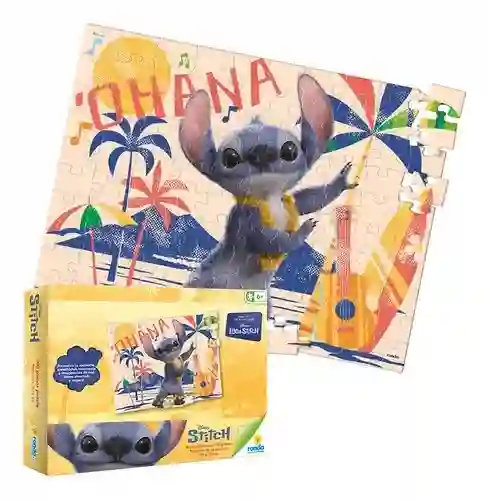 Juego De Mesa Para Niños - Niñas Stitch Rompecabezas X100 Piezas 39cm X 28cm Ronda
