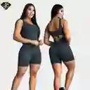 Enterizo Manga Siza Push Up Gris Oscuro