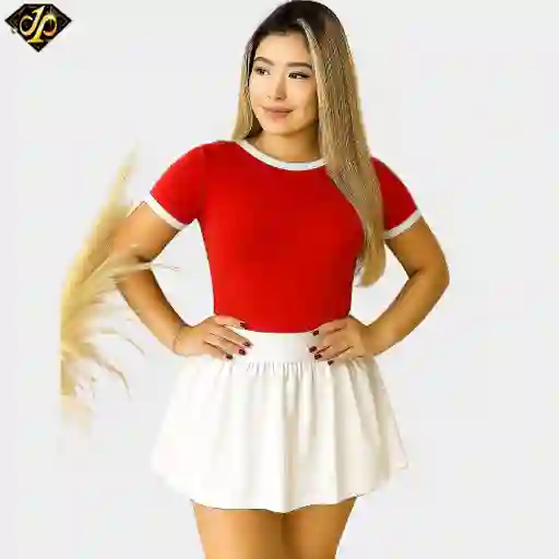 Body Manga Corta Combinado Rojo