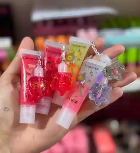 Brillo Para Labios Con Mini Brillo Llavero De Estrella