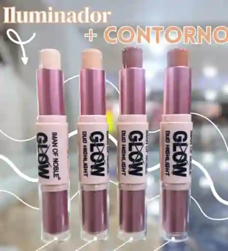 Duo Iluminador Y Contorno En Barra Maquillaje De Rostro Marca Glow