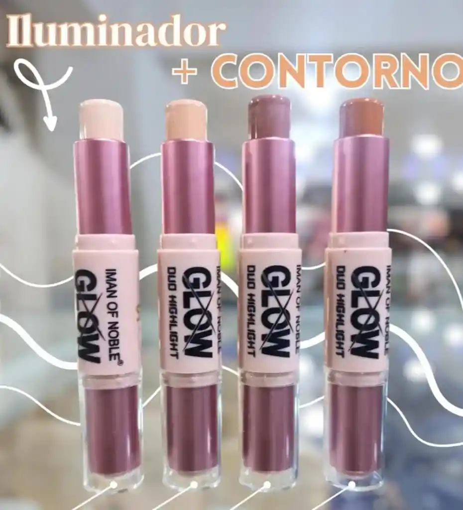 Duo Iluminador Y Contorno En Barra Maquillaje De Rostro Marca Glow