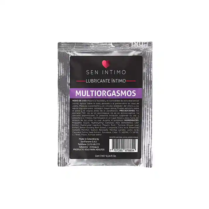 Lubricante Multiorgasmos Sachet 7ml Sen Intimo- ¡deseo Líquido Para Placer Sin Límites!