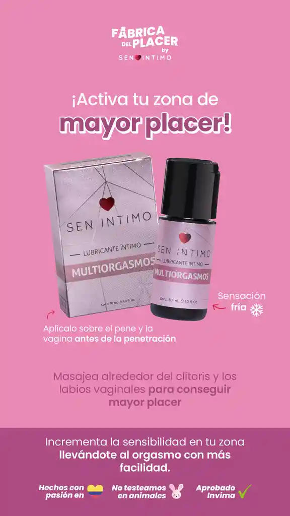 Lubricante Multiorgasmos 30ml Sen Intimo- ¡deseo Líquido Para Placer Sin Límites!