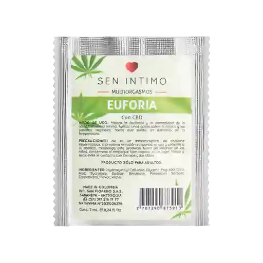 Lubricante Multiorgasmos Euforia 7ml Sen Intimo- ¡placer Intenso Y Renovado!