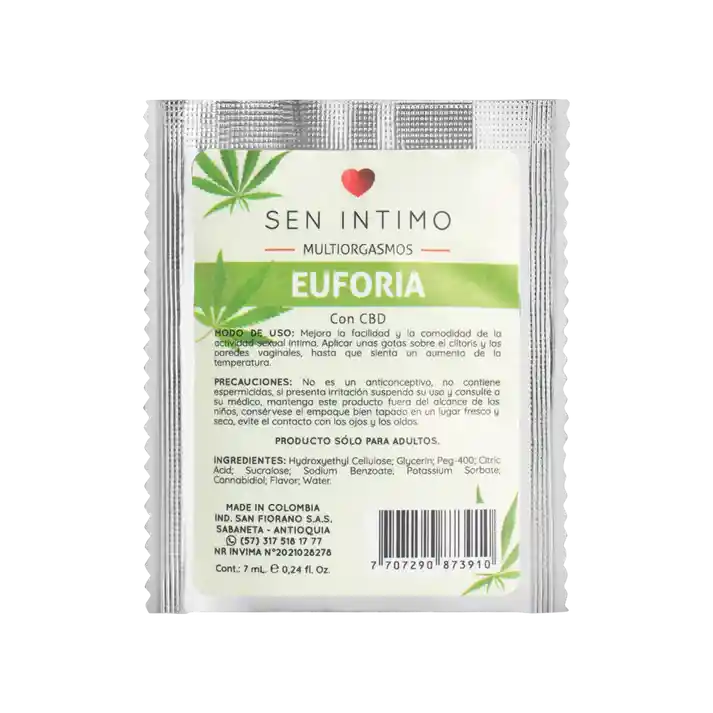 Lubricante Multiorgasmos Euforia 7ml Sen Intimo- ¡placer Intenso Y Renovado!