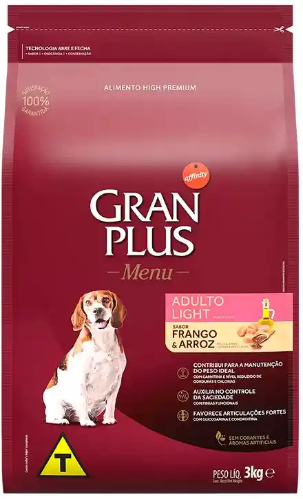 Alimento Seco Granplus Menu Perro Adulto Light Sabor Pollo & Arroz 3kg