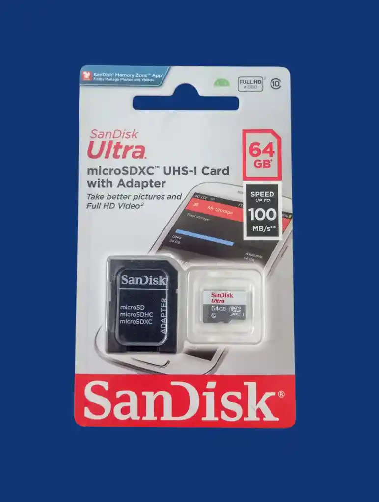 Sandisk Ultra Microsdxc 64gb Con Adaptador – Velocidad Hasta 100mb/s