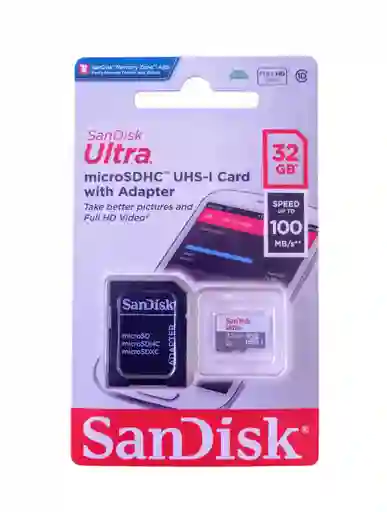 Tarjeta Microsd Sandisk Ultra 32gb Con Adaptador – Alta Velocidad