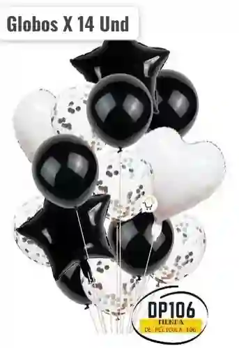 Globos De Decoracion Negro Para Fiesta / Corazon / Estrella X 14 Und