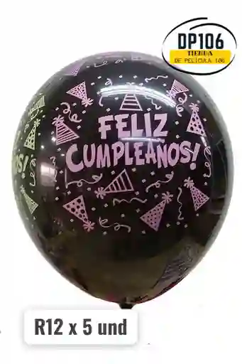 Globos Negras Neon R12 X 5 Und