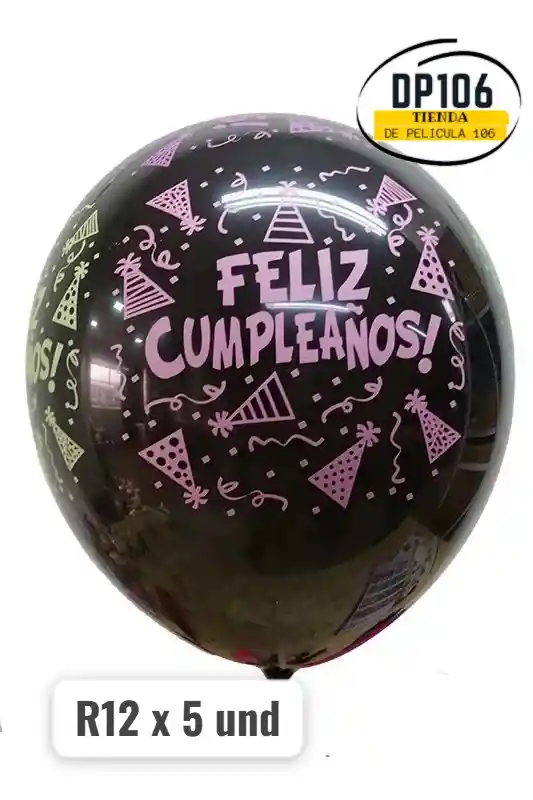 Globos Negras Neon R12 X 5 Und
