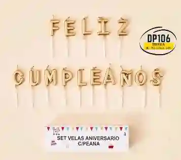 Velas Feliz Cumpleaños Dorada
