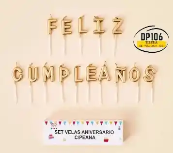 Velas Feliz Cumpleaños Dorada