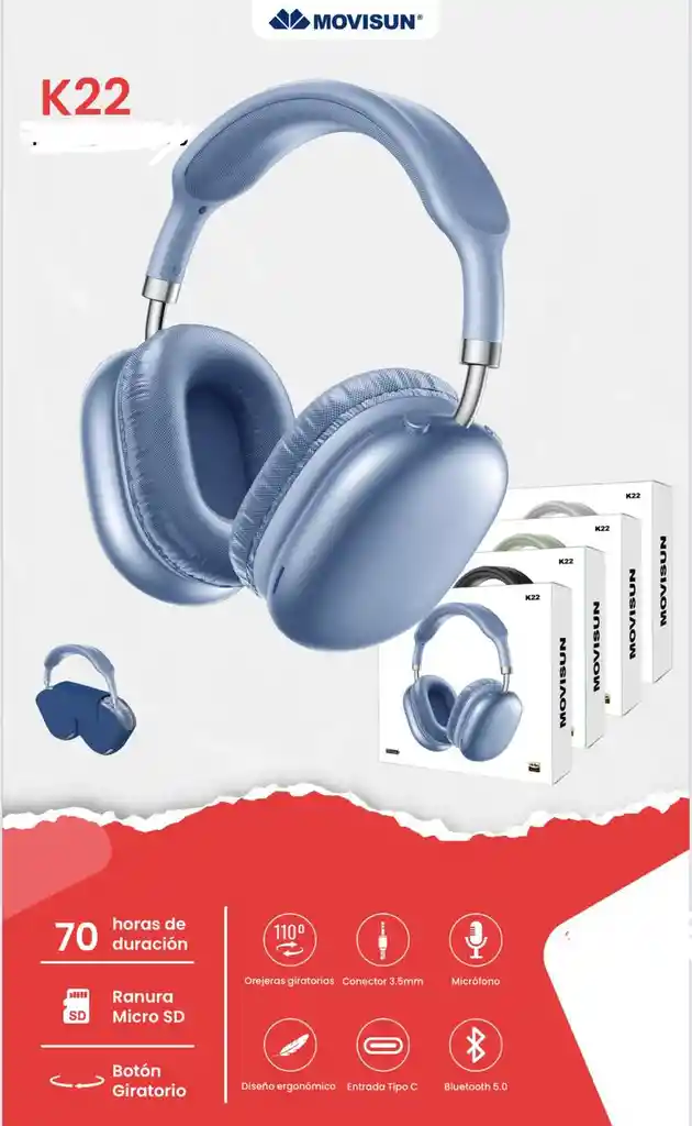 Diadema Bluetooth K22 Azul