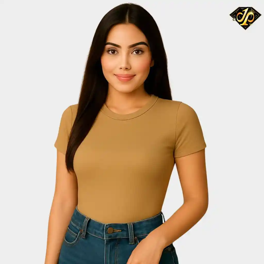 Body Basico Manga Corta Camel