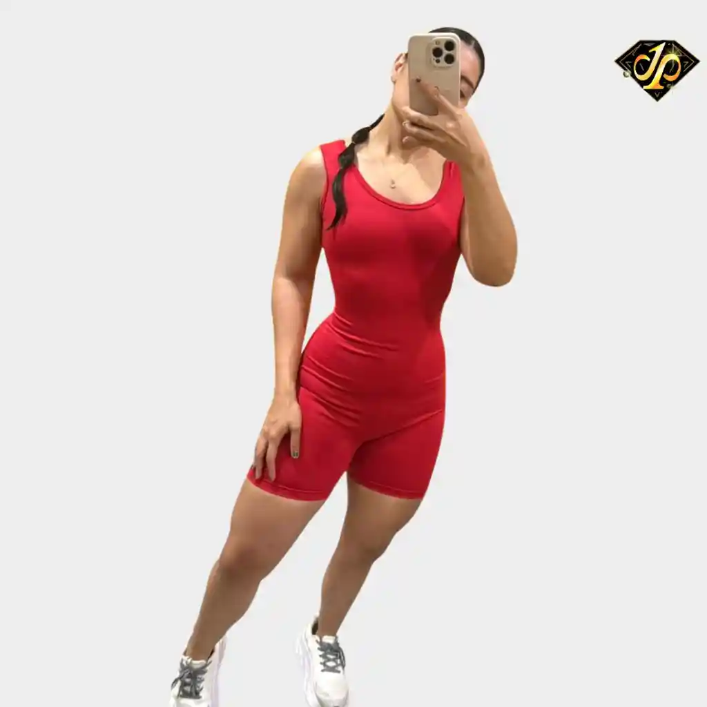 Enterizo Manga Siza Push Up Corto Rojo