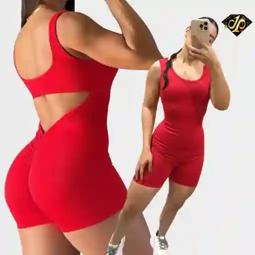 Enterizo Manga Siza Push Up Corto Rojo