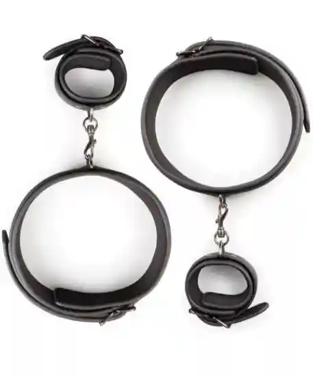 Set Amarre Muslos Y Tobillos Bdsm Negro