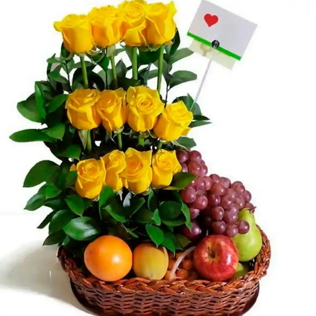 Arreglo Frutal Con Rosas