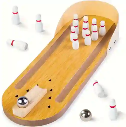 Mini Juego De Bolos De Mesa De Madera