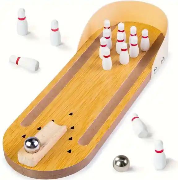 Mini Juego De Bolos De Mesa De Madera