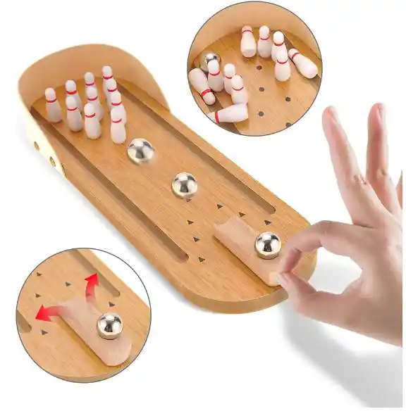 Mini Juego De Bolos De Mesa De Madera