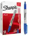 Sharpie Azul Punta Fina Caja X12