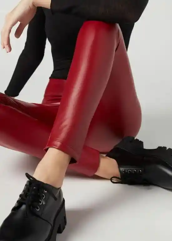 Leggings Cuerina Pretina Ancha