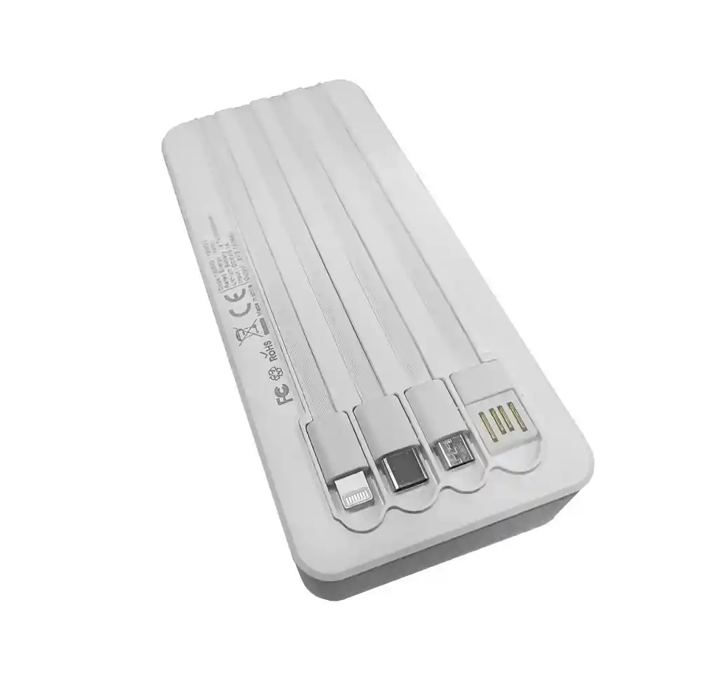 Power Bank 20000 Mah Unitec Pwb-118 4 Cables 2.1a | Blanca