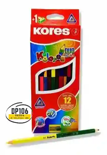 Kores Colores Doble Punta 12 Lapices 24 Colores