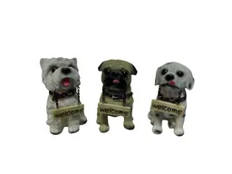 Figura Decorativa Lindo Perro Bienvenido Cerámica
