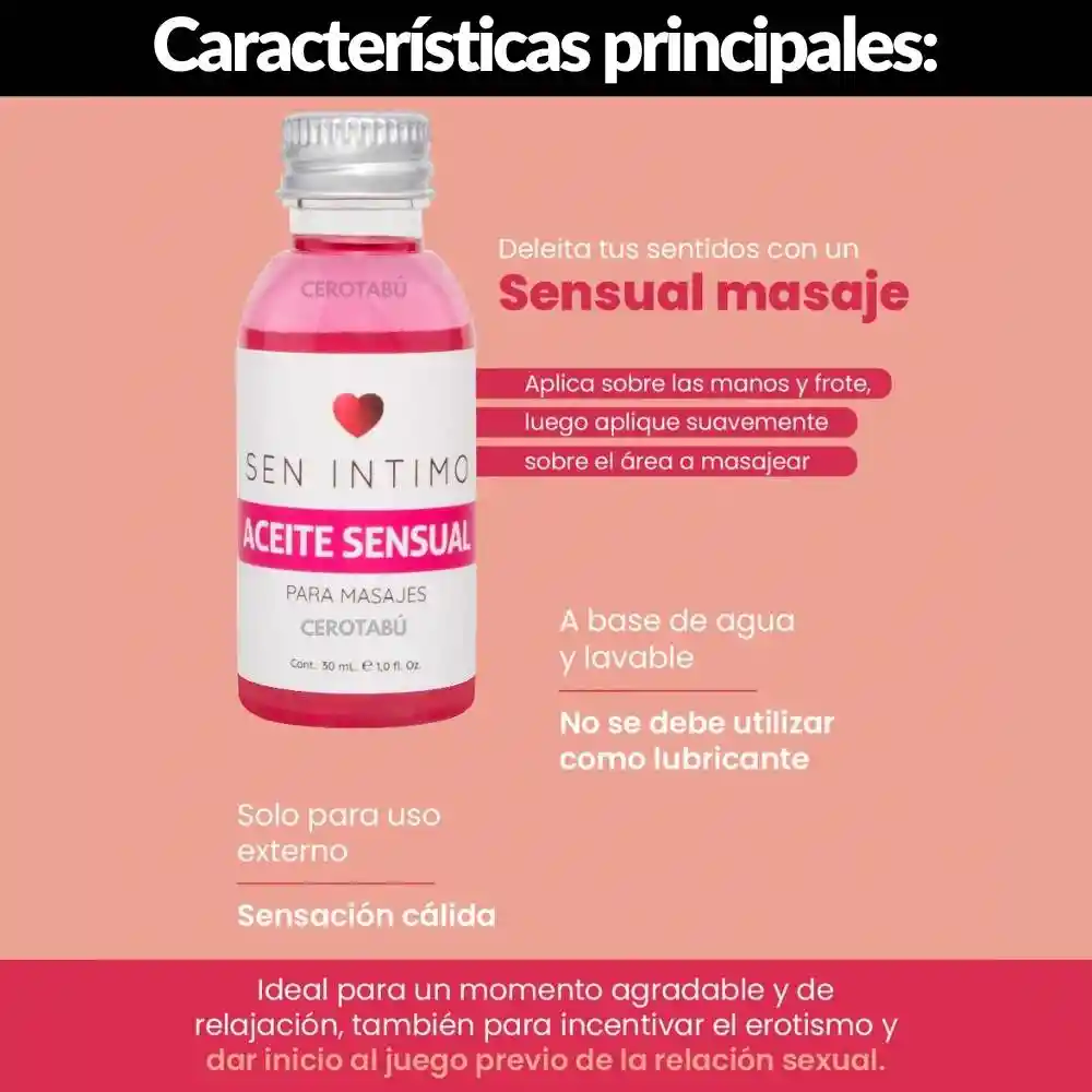 Aceite Caliente Corporal Para Masajes Sen Intimo 30 Ml