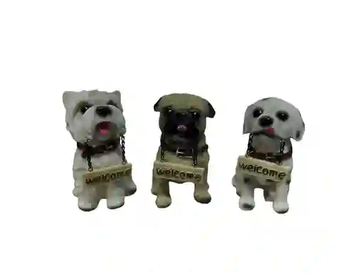 Figura Decorativa Lindo Perro Bienvenido Cerámica