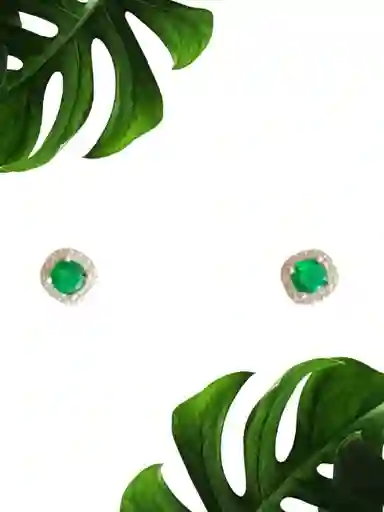 Topos Princesa Con Circonia Verde Esmeralda En Rodio Plateado