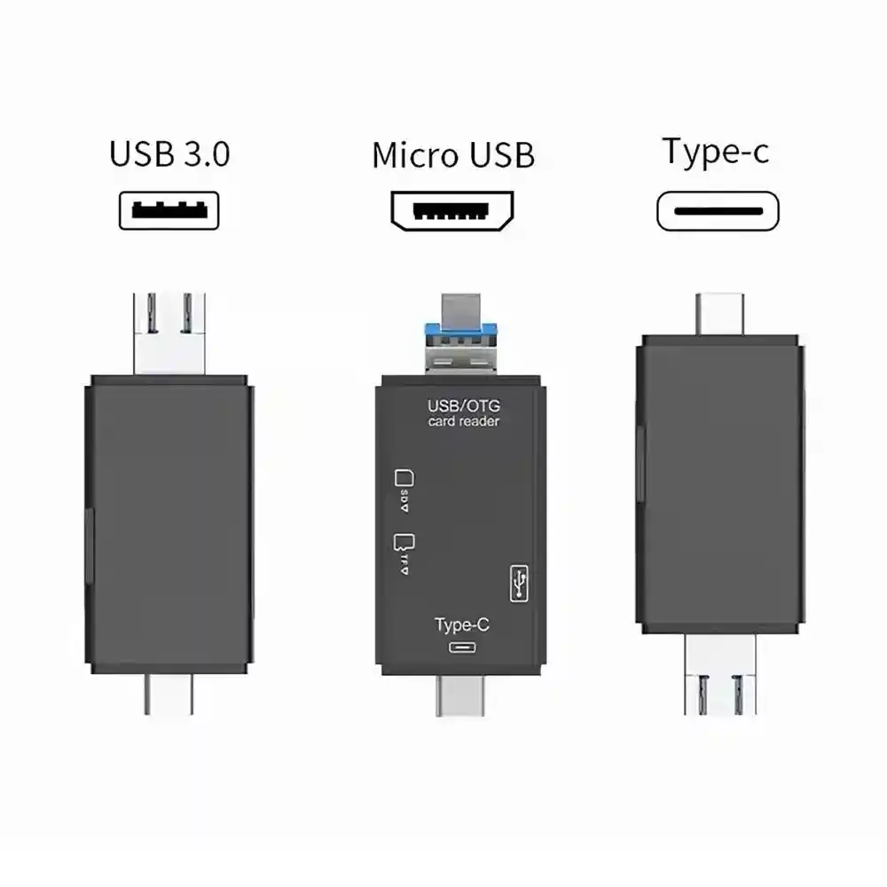Adaptador Otg 6 En 1 Sd/microsd/tipoc/usb/otg/v8