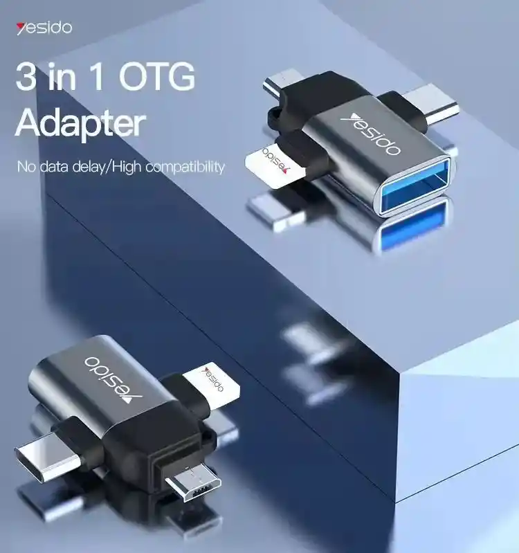 Adaptador Otg 3 En 1 V8/tipoc/iphone
