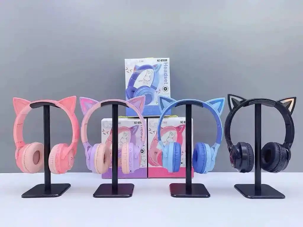 Audifono Diadema Bluetooth De Gato Hz-bt638 Negra