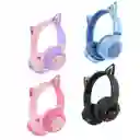 Audifono Diadema Bluetooth De Gato Hz-bt638 Azul