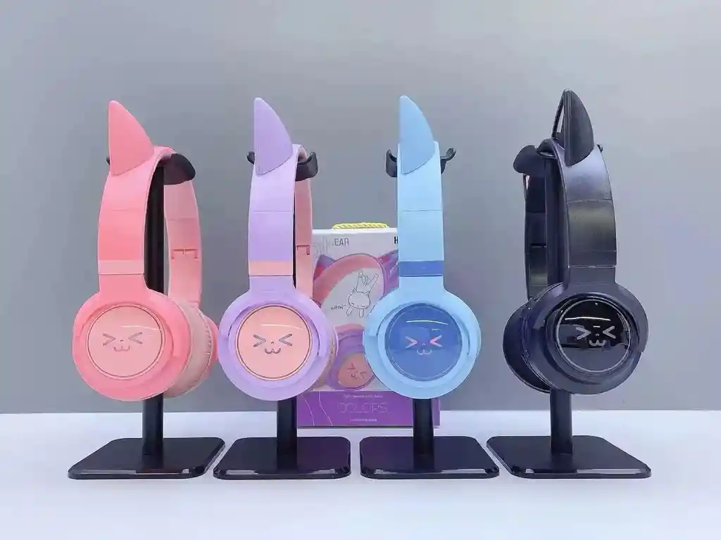 Audifono Diadema Bluetooth De Gato Hz-bt638 Azul