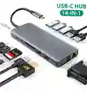 Hub Usb Tipo C 14 En 1, Vga, Hdmi, Usb A 3.0