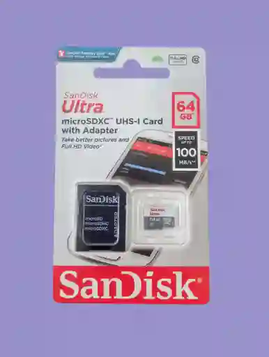 Sandisk Ultra Microsdxc 64gb Con Adaptador – Velocidad Hasta 100mb/s