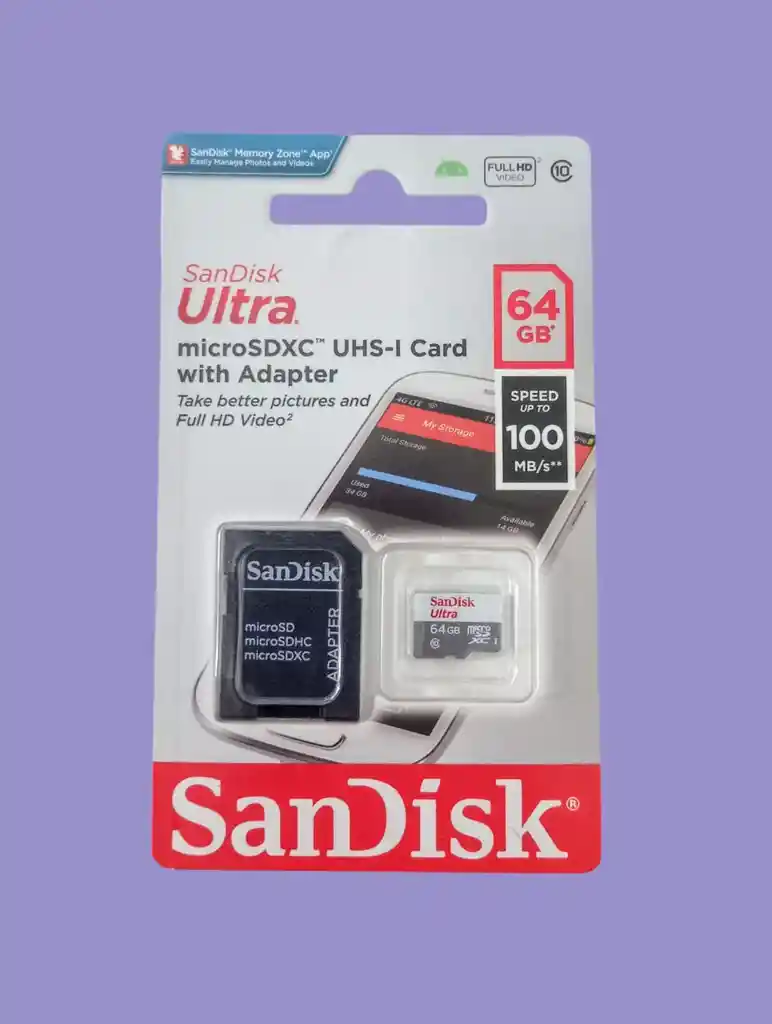 Sandisk Ultra Microsdxc 64gb Con Adaptador – Velocidad Hasta 100mb/s
