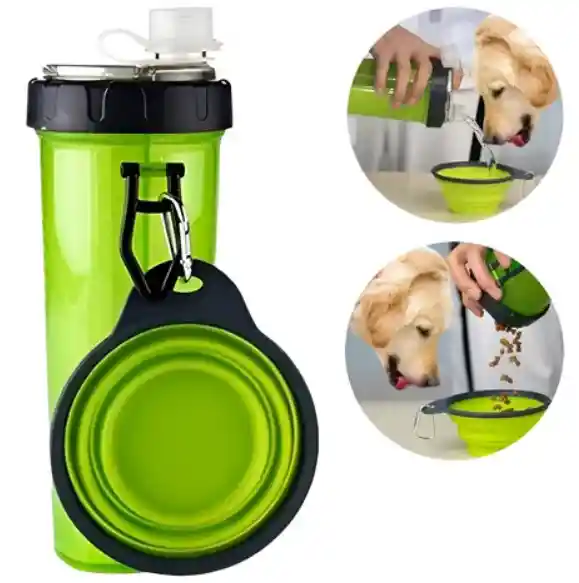 Porta Comida Para Mascotas 2 En 1